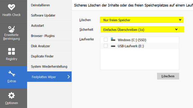 ccleaner freien speicherplatz loeschen